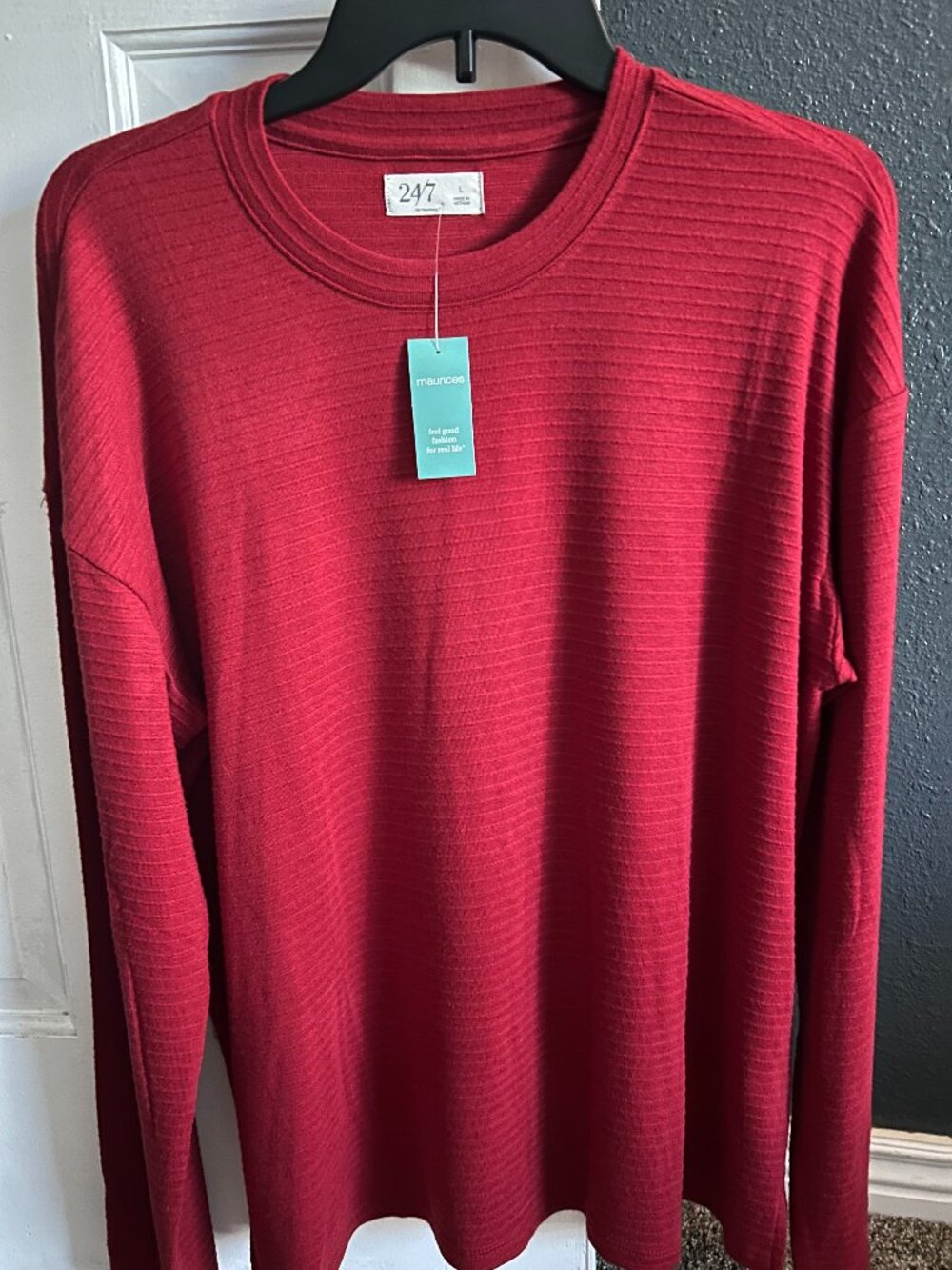 Maurice's 24/7 NWT Ottoman Rib Long Sleeve Top Red Size L